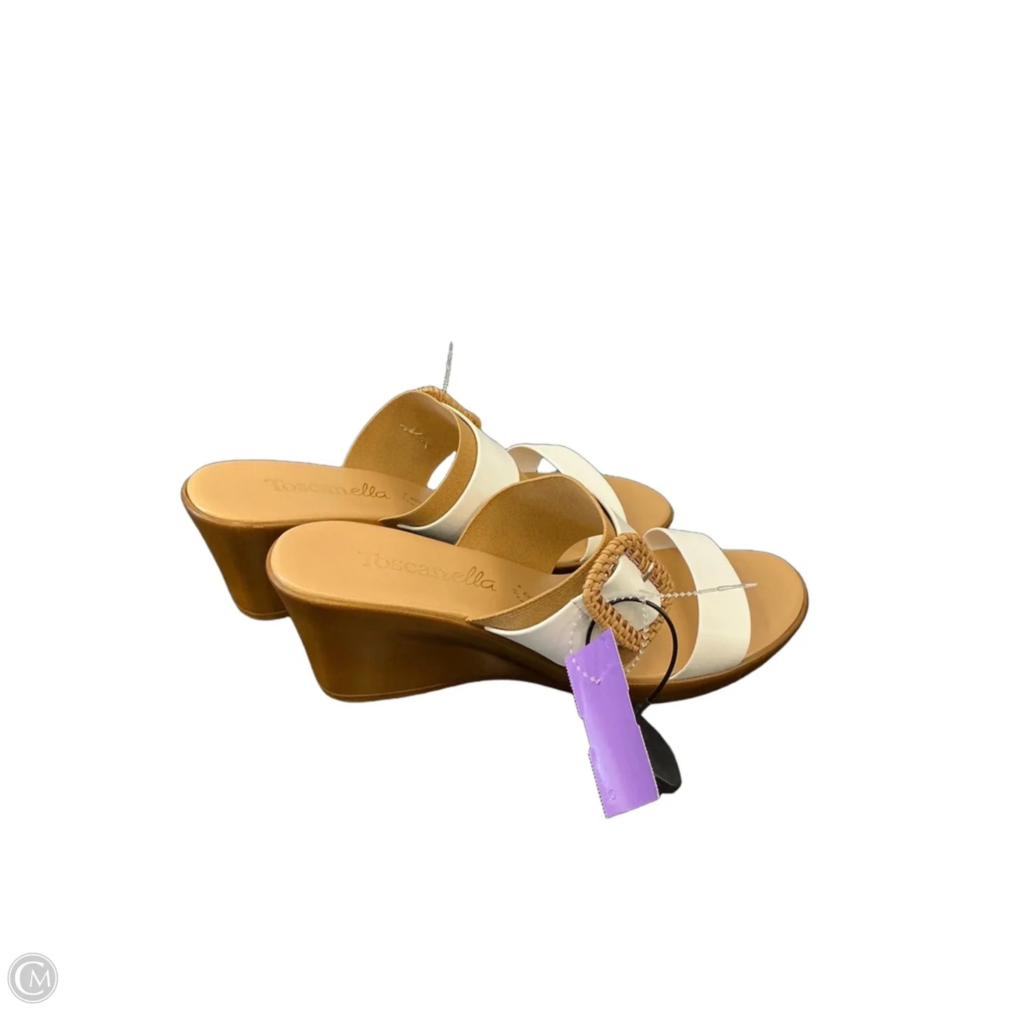 Sandals Heels Wedge By Toscanella In Brown & Cream, Size: 9.5