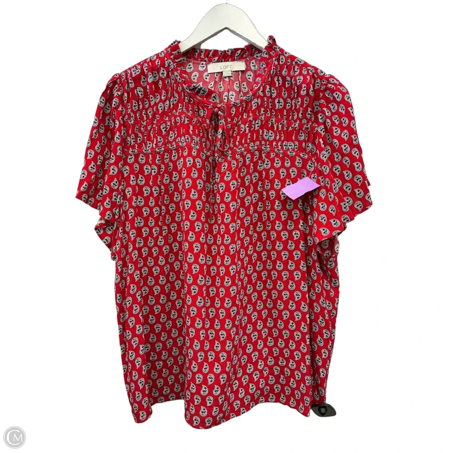 Top Short Sleeve By Loft In Red, Size: L
