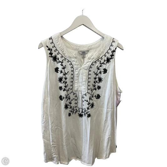 Top Sleeveless By Croft And Barrow In White, Size: 2x