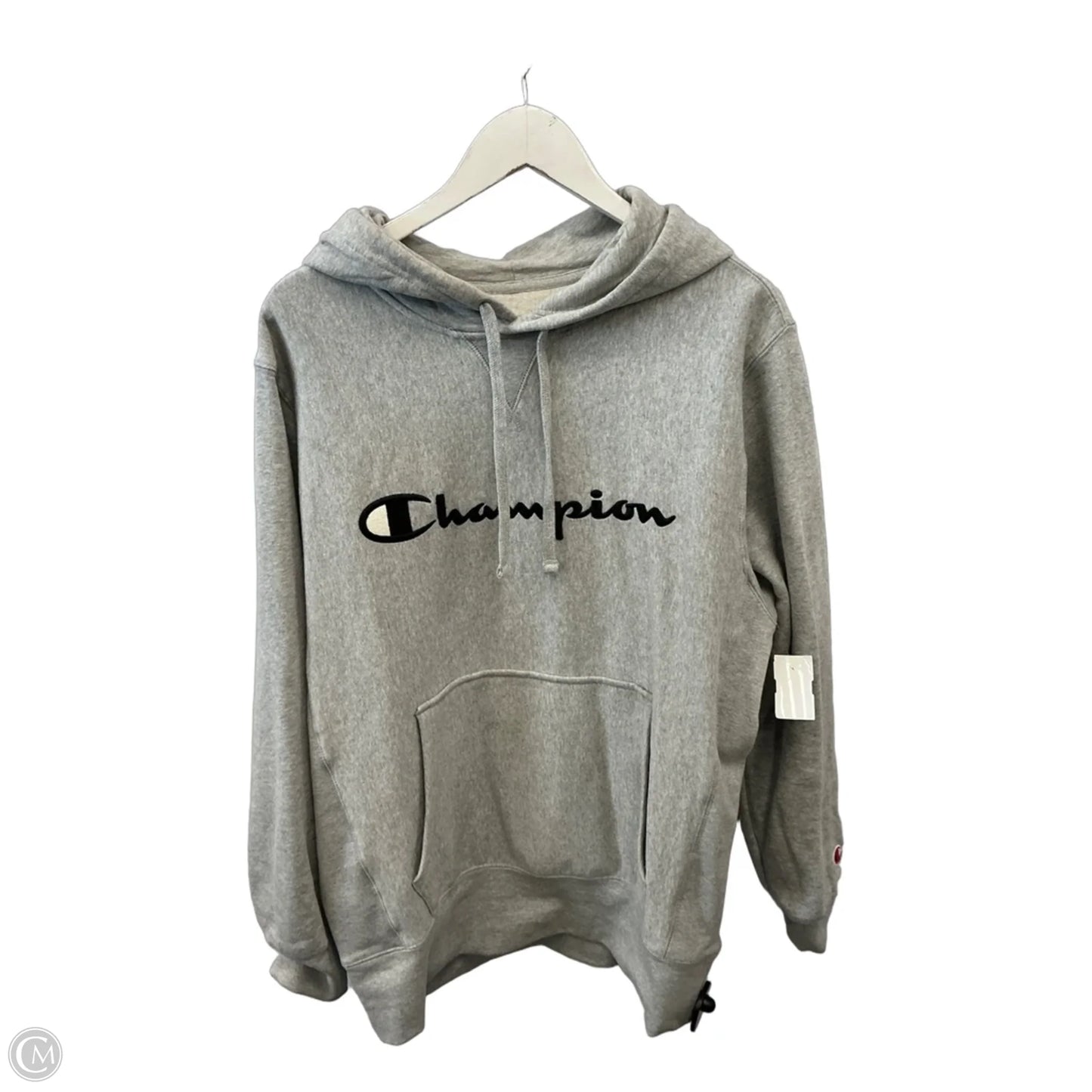 Athletic Sweatshirt Hoodie By Champion In Grey, Size: M