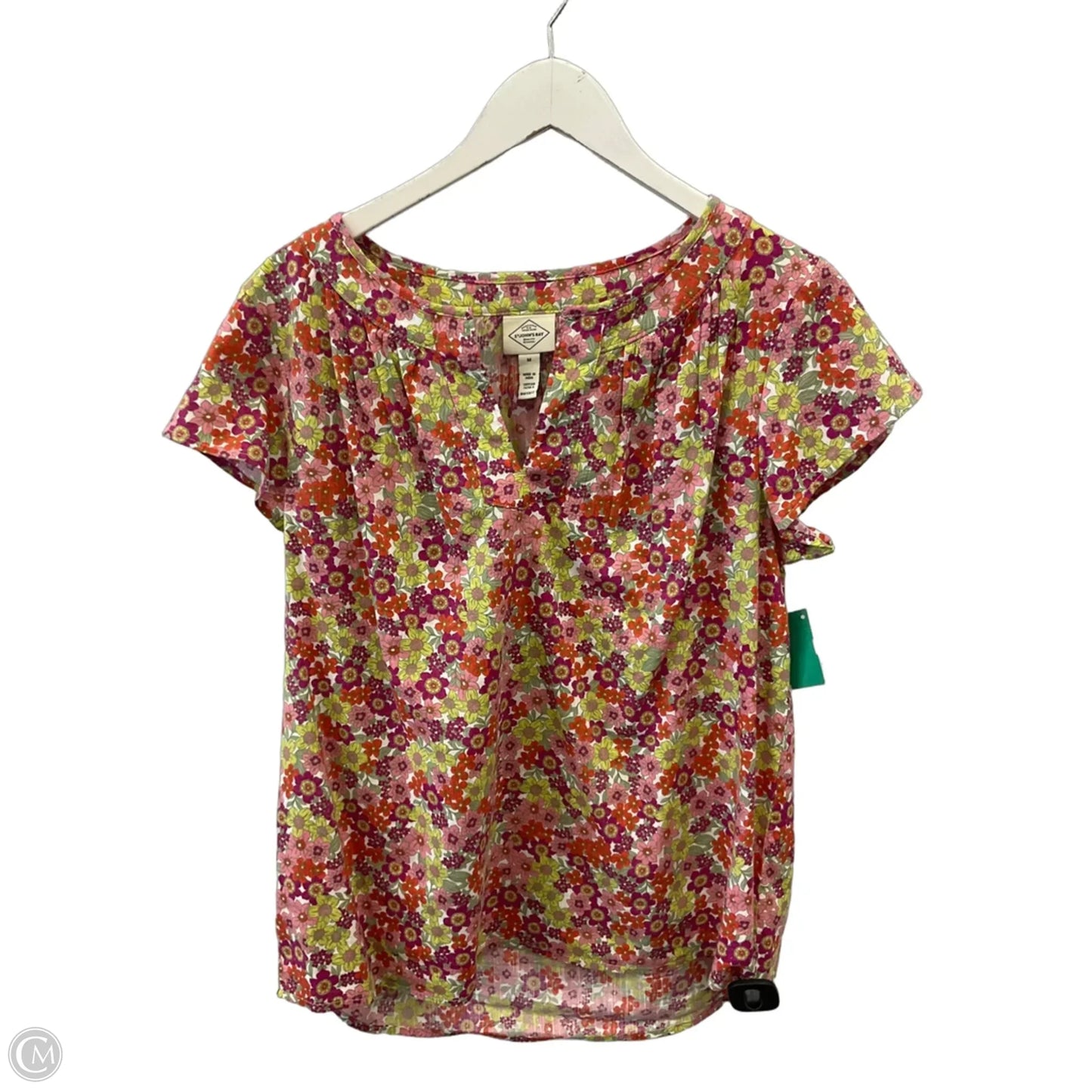 Top Short Sleeve By St Johns Bay In Floral Print, Size: M
