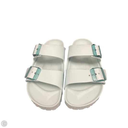 Sandals Flats By Birkenstock In Aqua, Size: 8.5