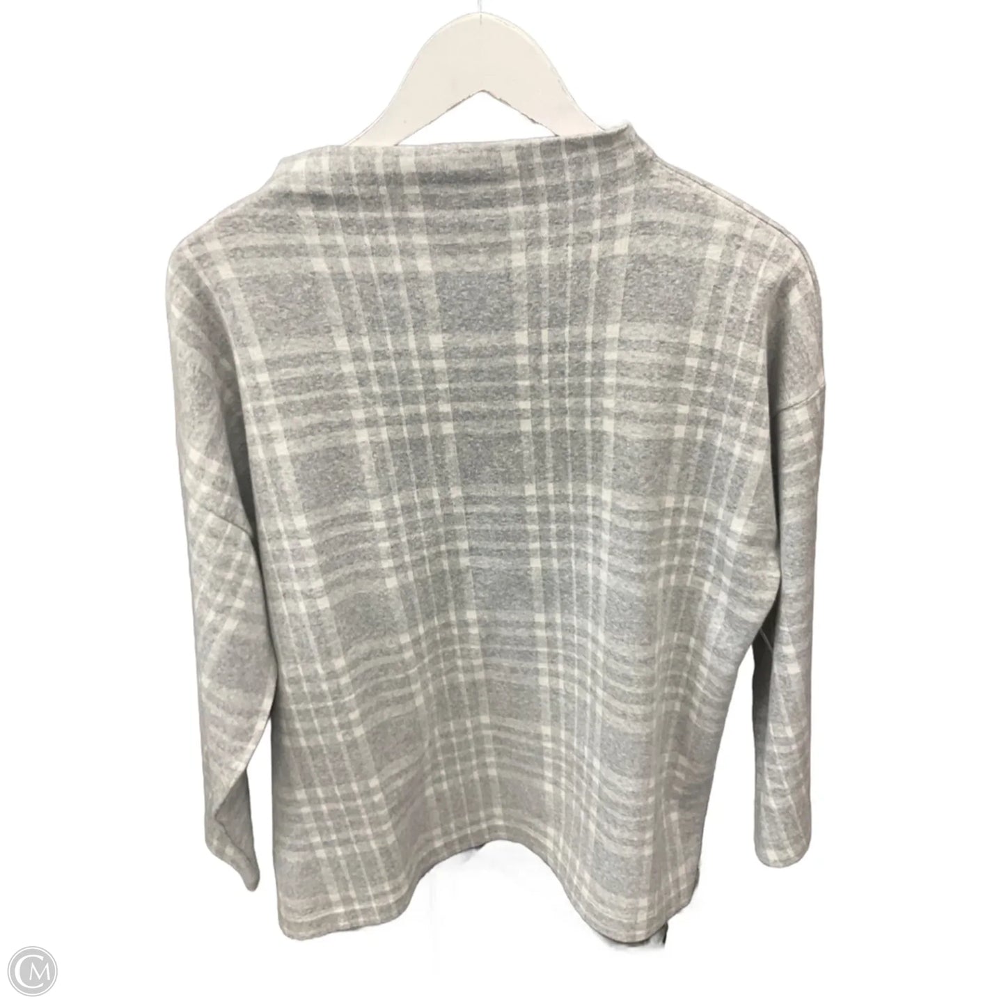 Sweater Short Sleeve By Banana Republic In Grey & White, Size: L