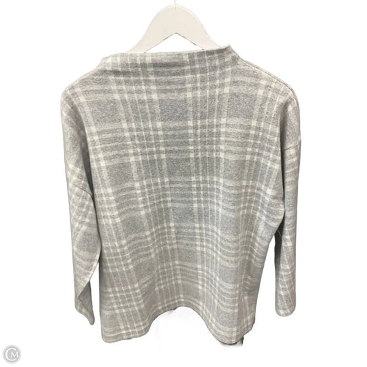 Sweater Short Sleeve By Banana Republic In Grey & White, Size: L
