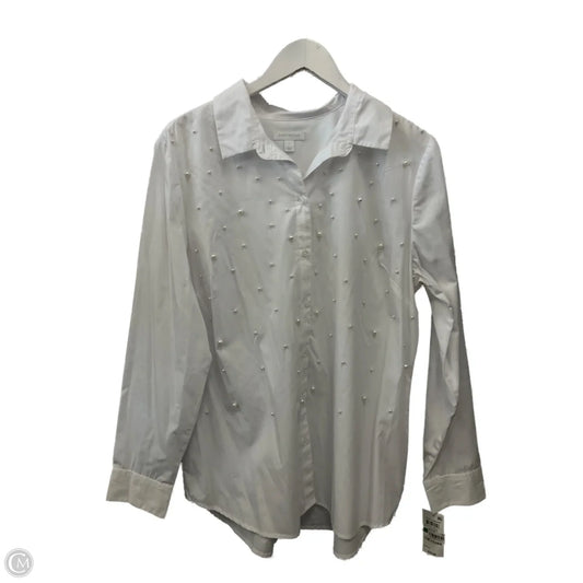 Top Long Sleeve By Charter Club In White, Size: L