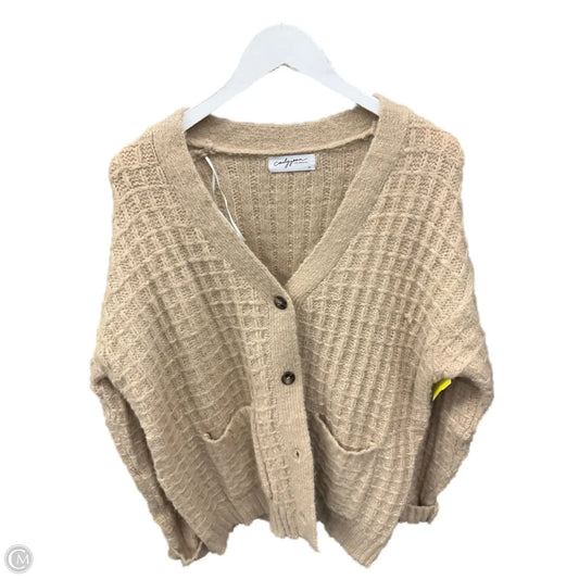 Sweater Cardigan By Carly Jean In Beige, Size: Lp