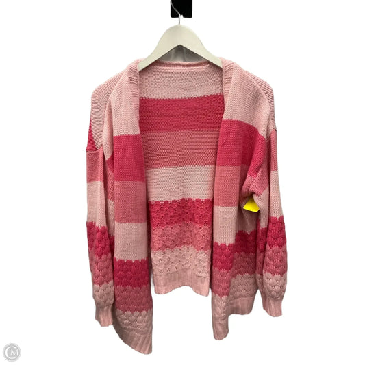 Sweater Cardigan By Shein In Pink, Size: 1x