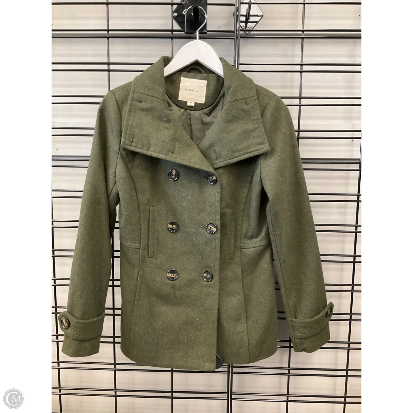 Coat Peacoat By Thread And Supply In Green, Size: Xs