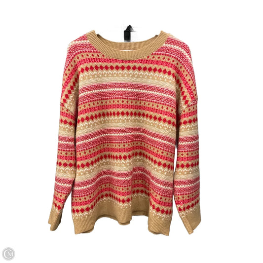 Sweater By Loft In Red & Tan, Size: Xl