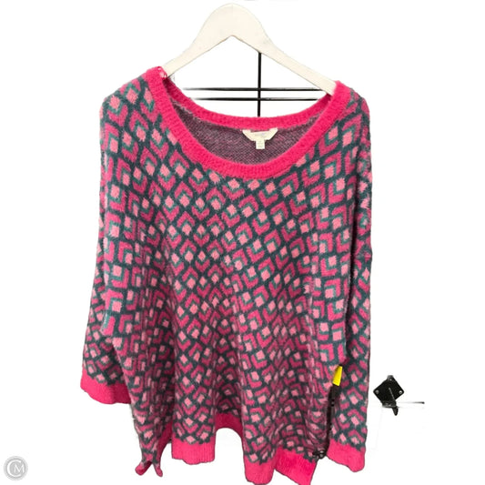 Sweater By Terra & Sky In Green & Pink, Size: 3x