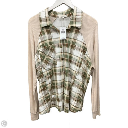 Top Long Sleeve By Clothes Mentor In Cream & Green, Size: L