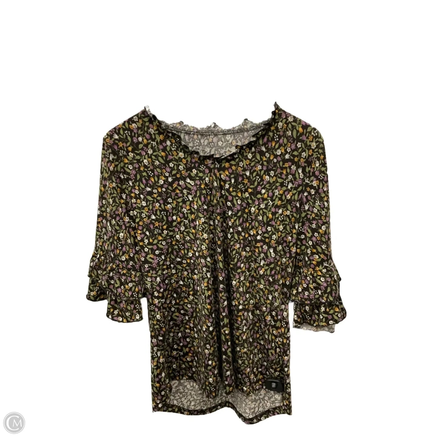 Top Short Sleeve By Clothes Mentor In Floral Print, Size: L