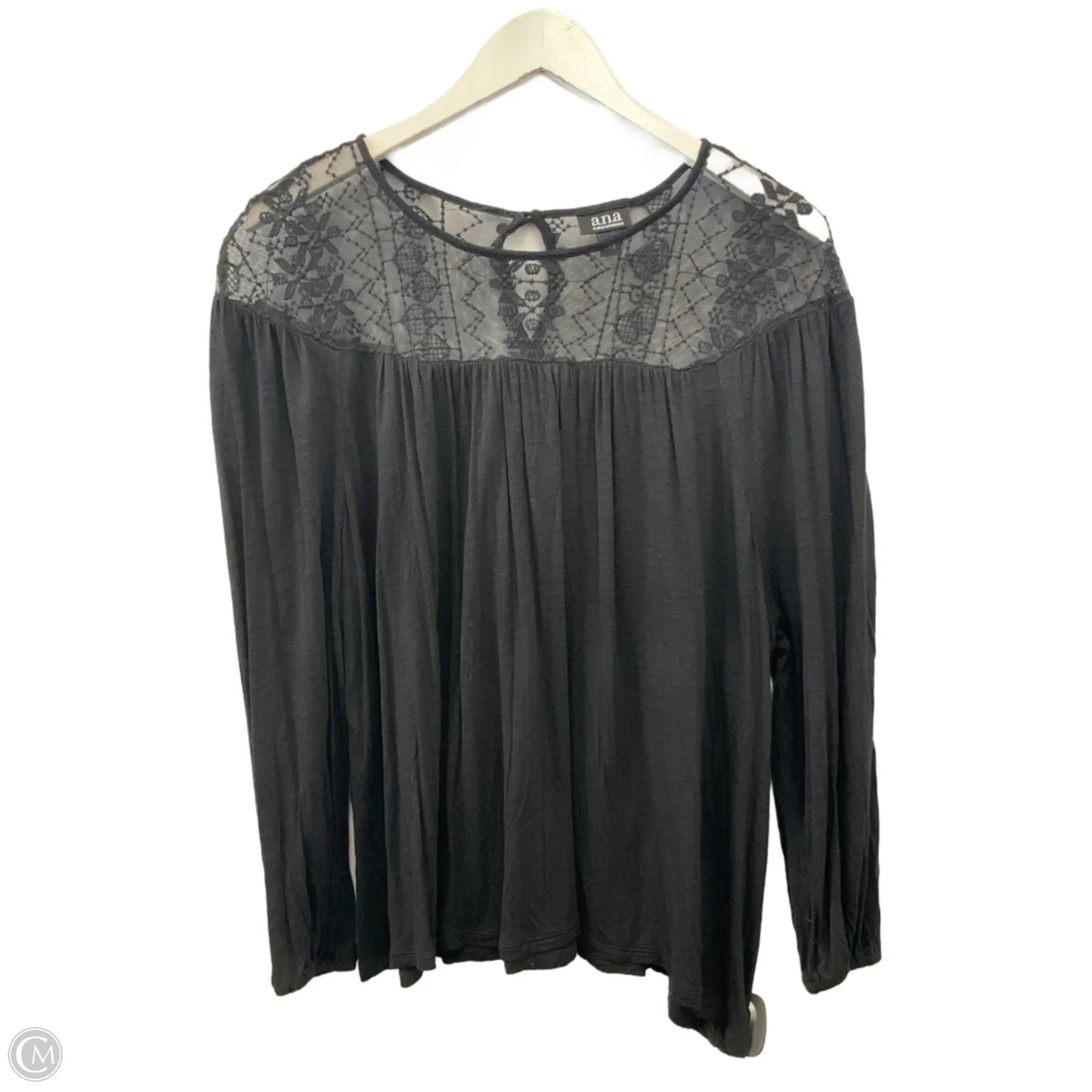 Top Long Sleeve By Ana In Black, Size: L