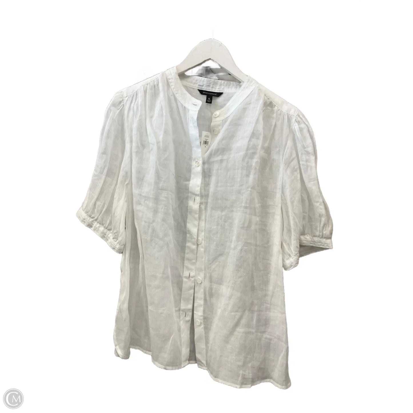 Top Short Sleeve By Banana Republic In White, Size: Xl