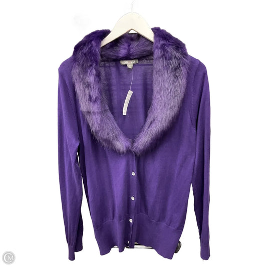 Cardigan By Roz And Ali In Purple, Size: Xl