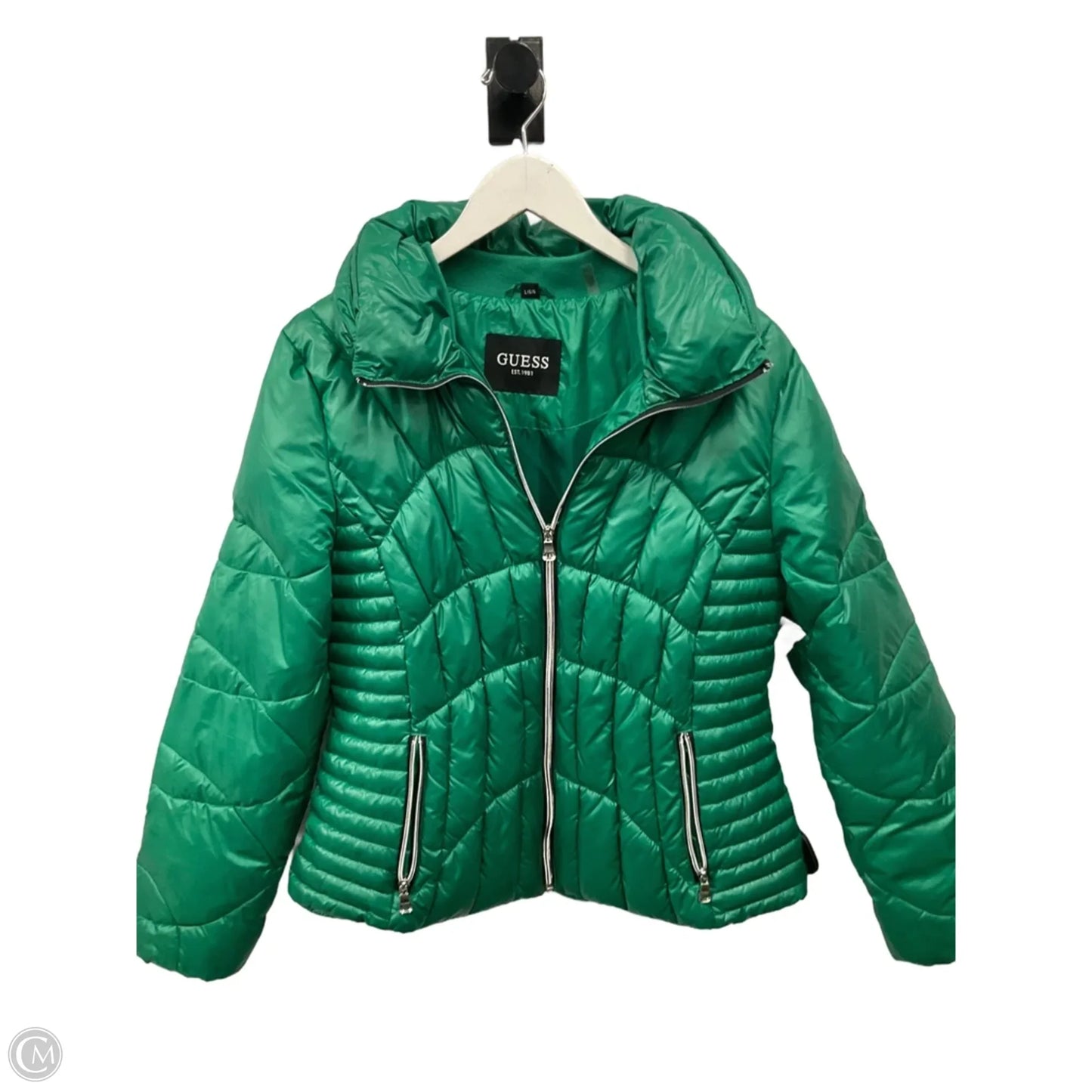Jacket Puffer & Quilted By Guess In Green, Size: L
