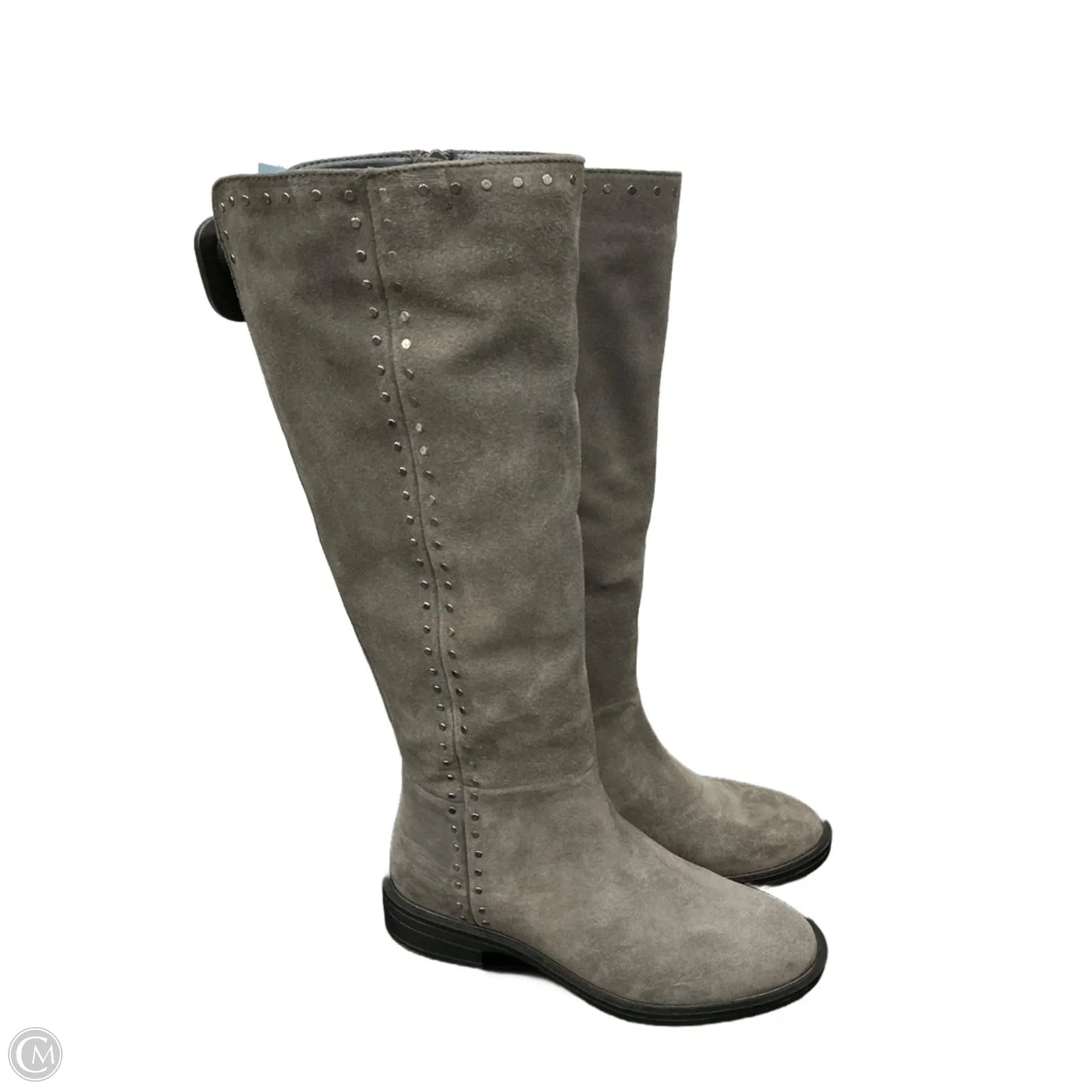 Boots Knee Heels By Clothes Mentor In Grey, Size: 6.5