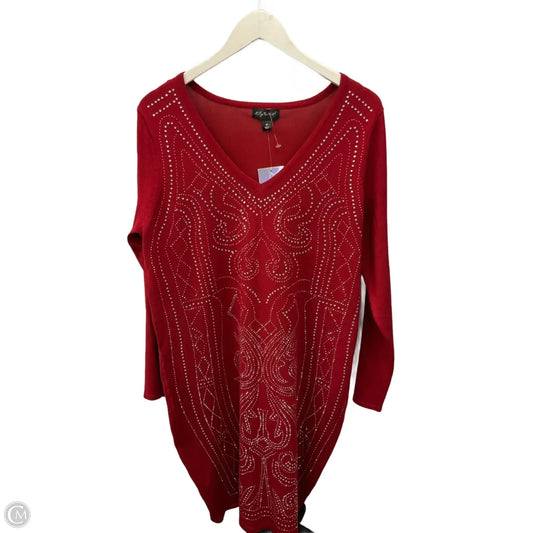 Tunic Long Sleeve By Say What In Red, Size: 2x