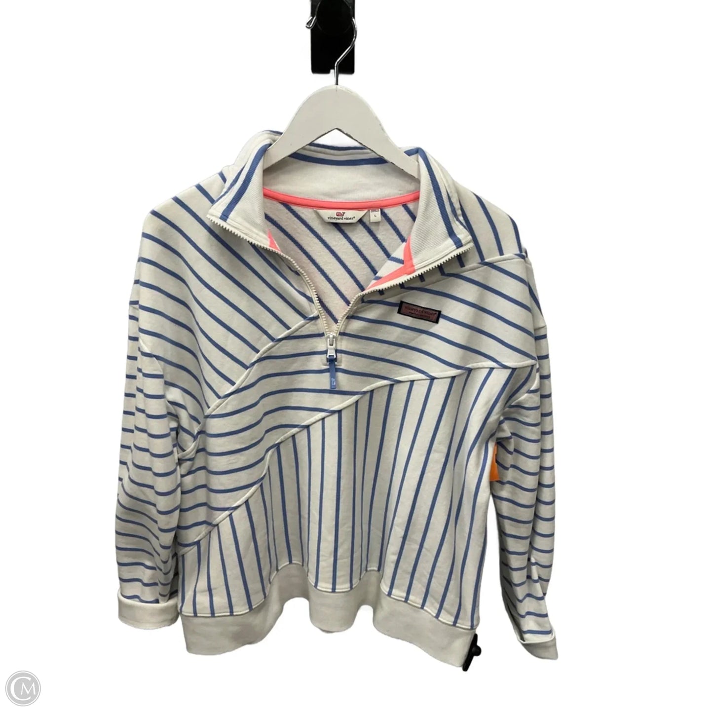Sweatshirt Collar By Vineyard Vines In Striped Pattern, Size: L