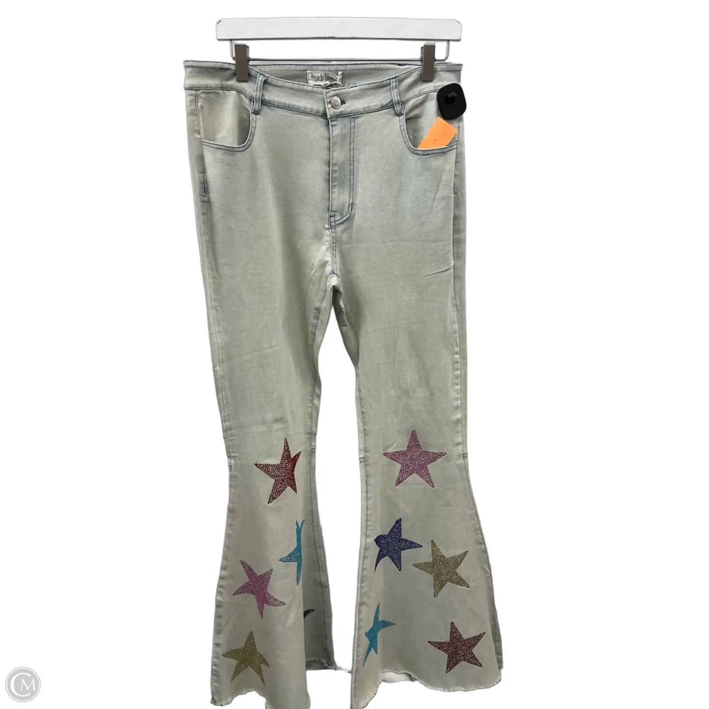 Jeans Flared By Peach Love Cream California In Blue Denim, Size: L
