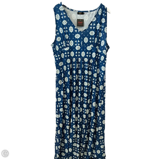 Dress Casual Maxi By Clothes Mentor In Blue & White, Size: 3x