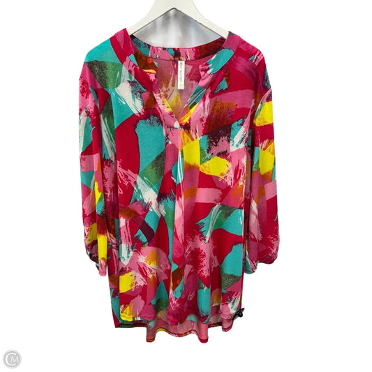 Top Short Sleeve By Dear Scarlett In Multi-colored, Size: 3x