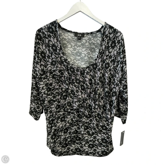 Top 3/4 Sleeve By Agb In Black & White, Size: Xl