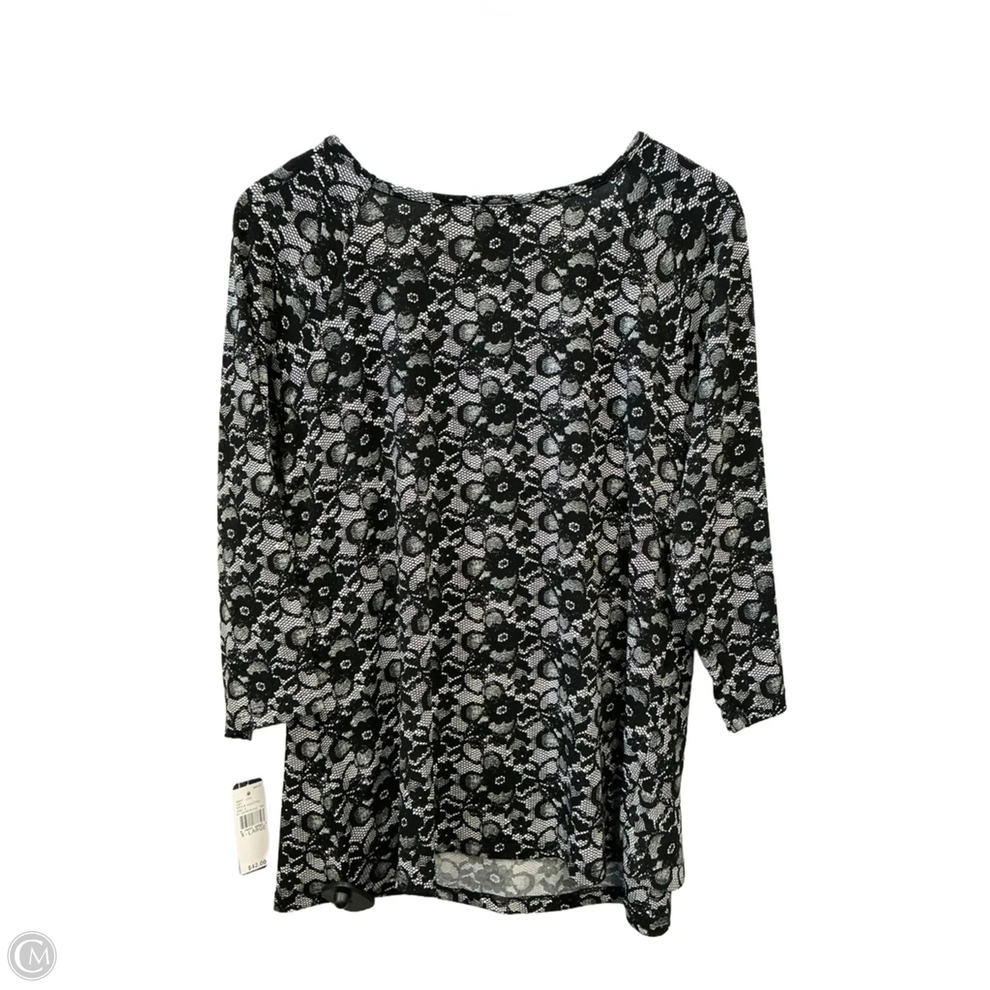 Top 3/4 Sleeve By Agb In Black & White, Size: Xl