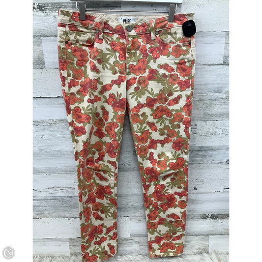 Jeans Skinny By Paige In Cream & Orange, Size: 10