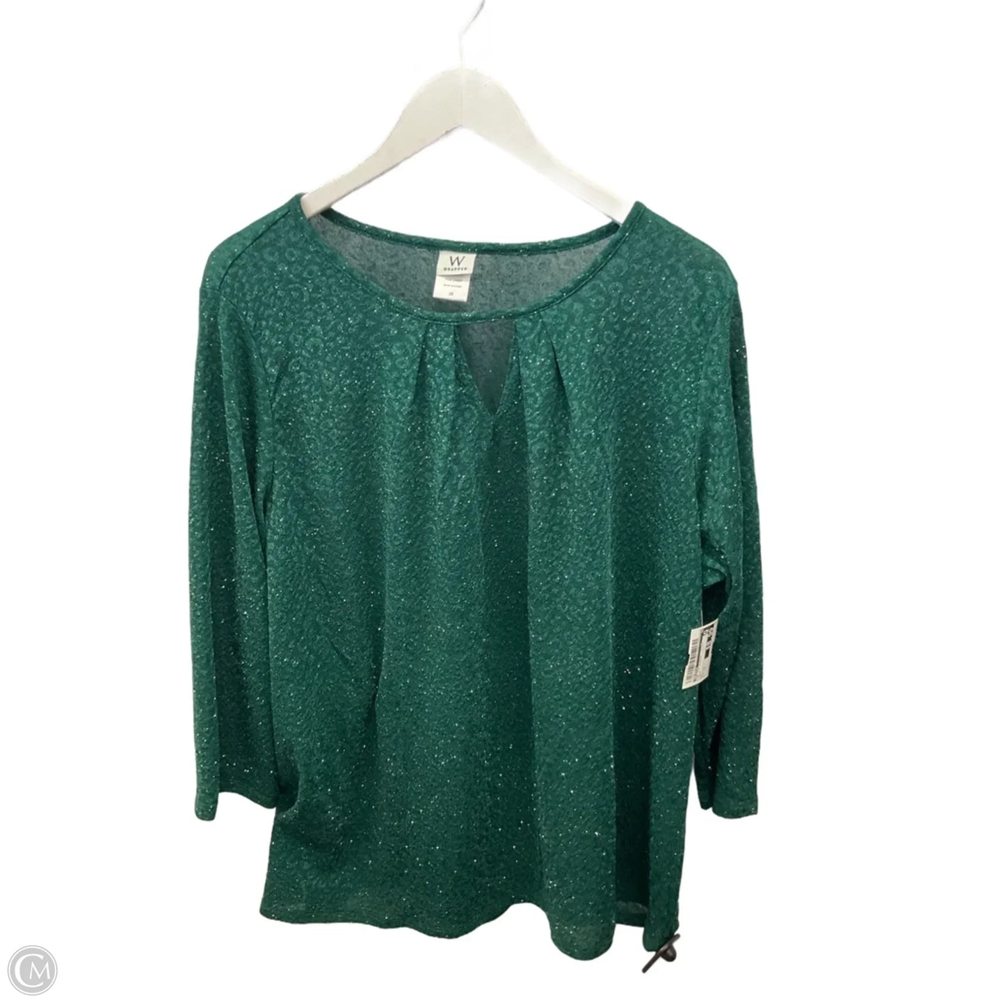 Top 3/4 Sleeve By Wrapper In Green, Size: 2x