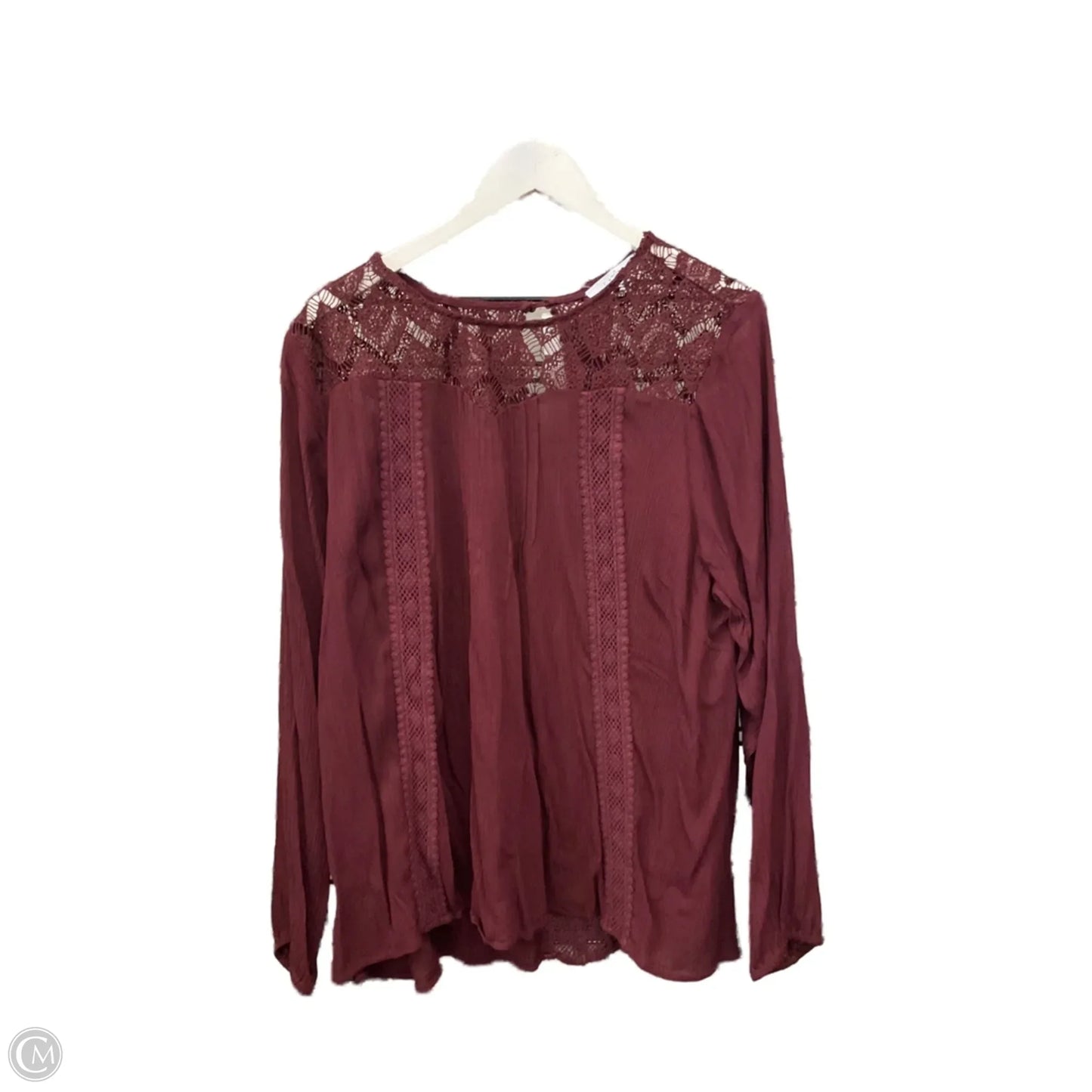 Top Long Sleeve By Fever In Maroon, Size: 2x