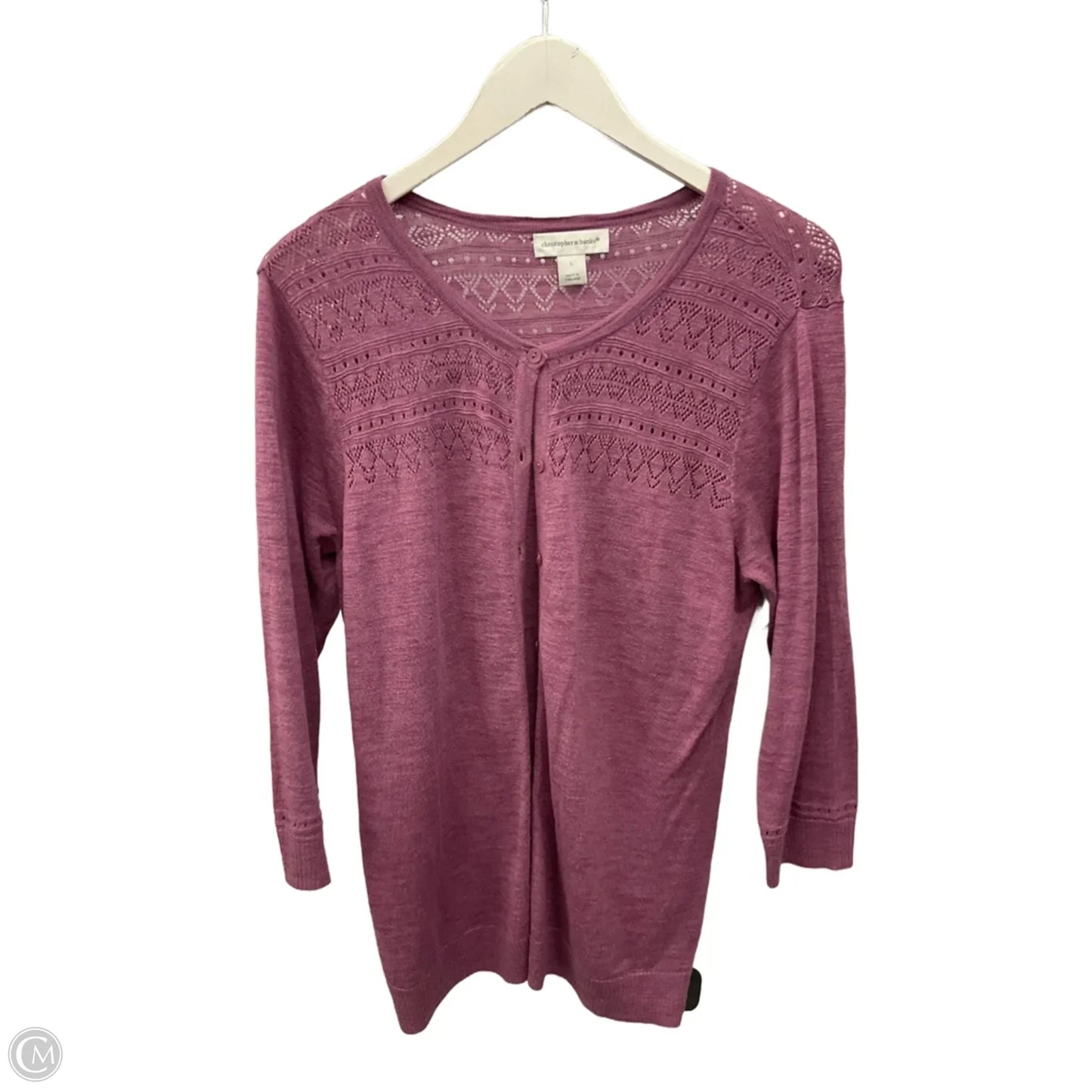 Cardigan By Christopher And Banks In Mauve, Size: L