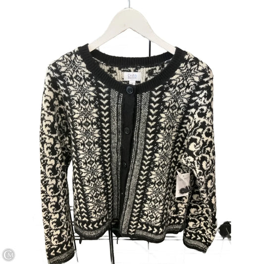 Sweater Cardigan By Croft And Barrow In Black & Cream, Size: M