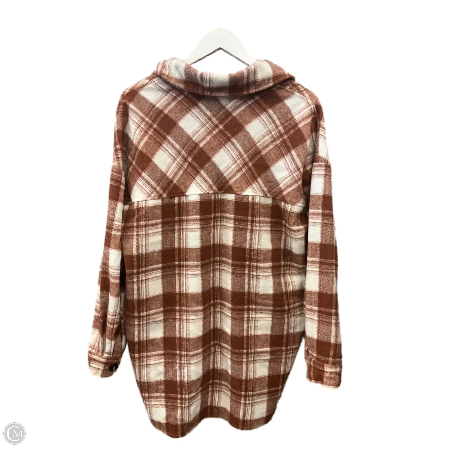 Jacket Shirt By Timing In Brown & Cream, Size: M
