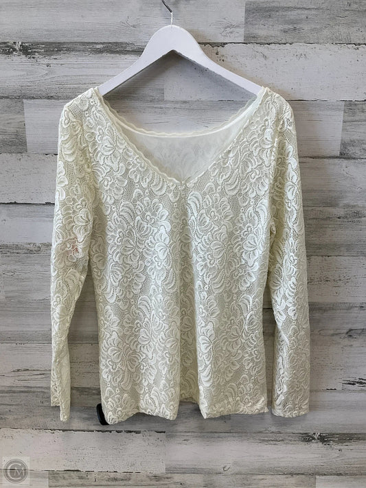 Top Long Sleeve By White House Black Market In Cream, Size: L