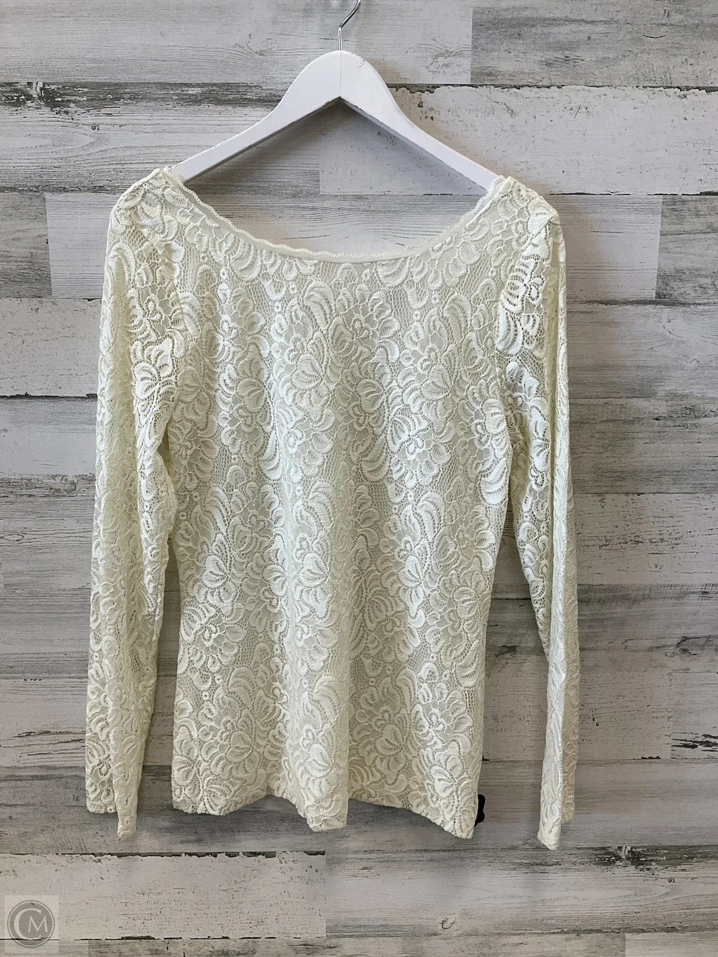 Top Long Sleeve By White House Black Market In Cream, Size: L