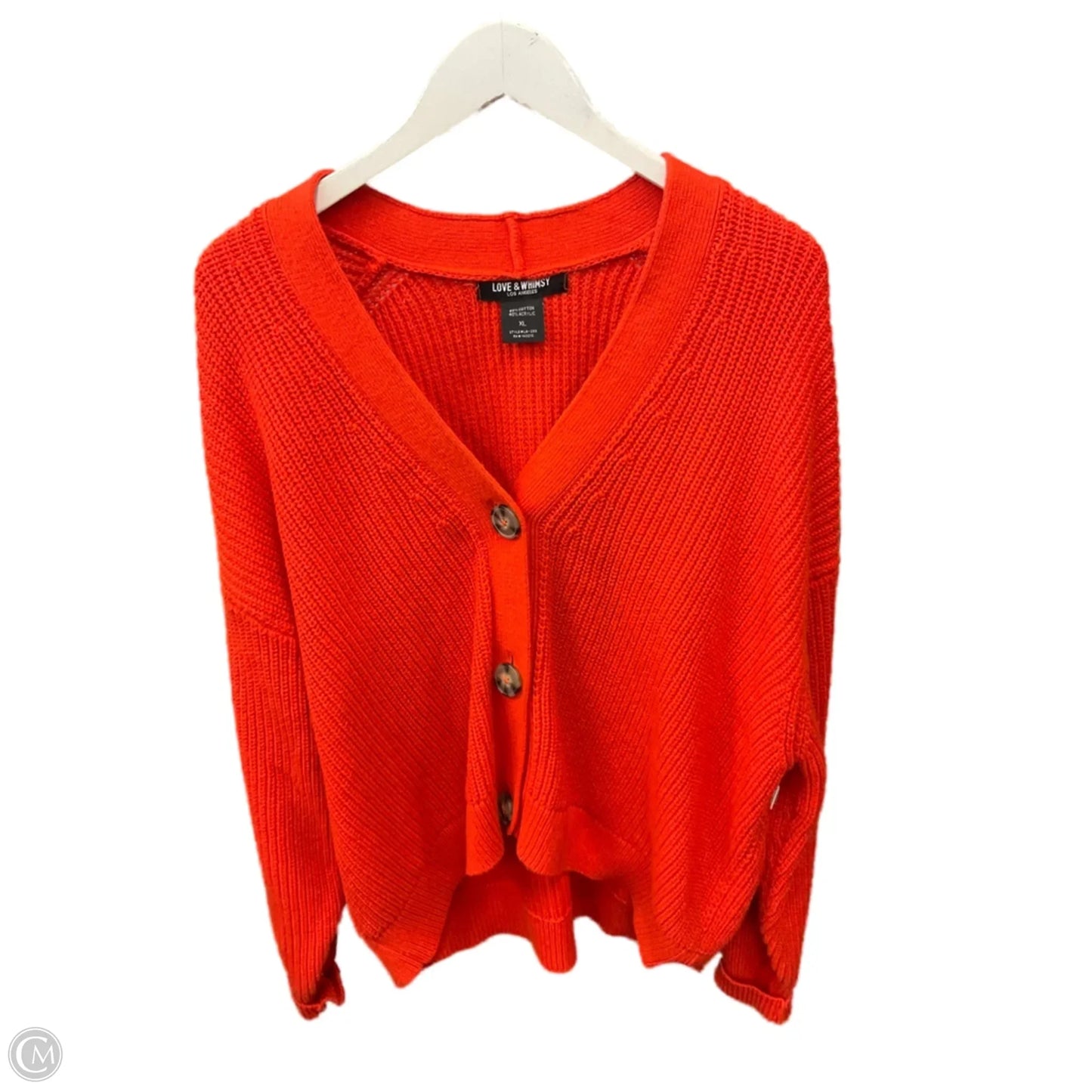 Sweater Cardigan By Clothes Mentor In Orange, Size: Xl