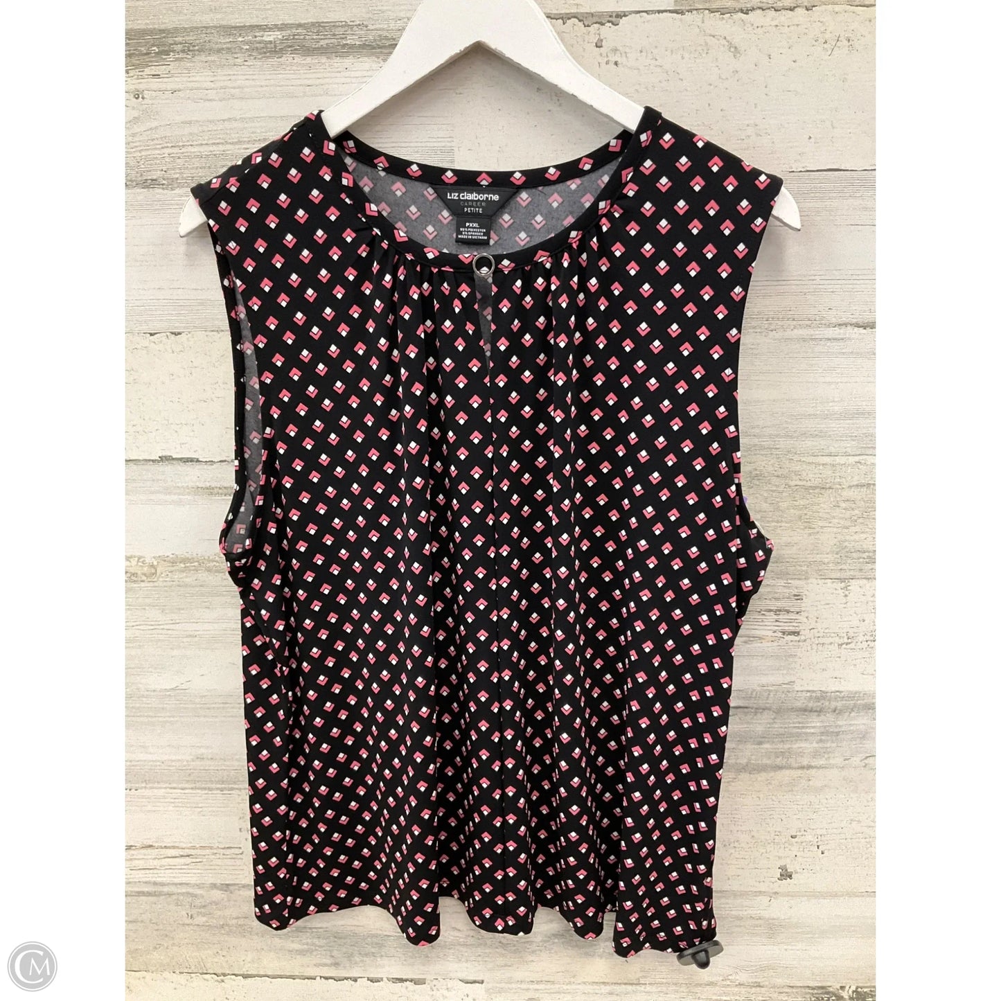 Top Sleeveless By Liz Claiborne In Black & Pink, Size: Xxl