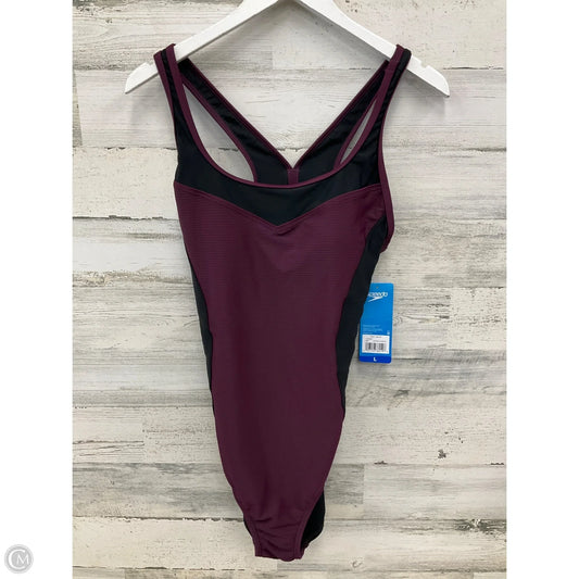 Swimsuit By Clothes Mentor In Black & Purple, Size: L