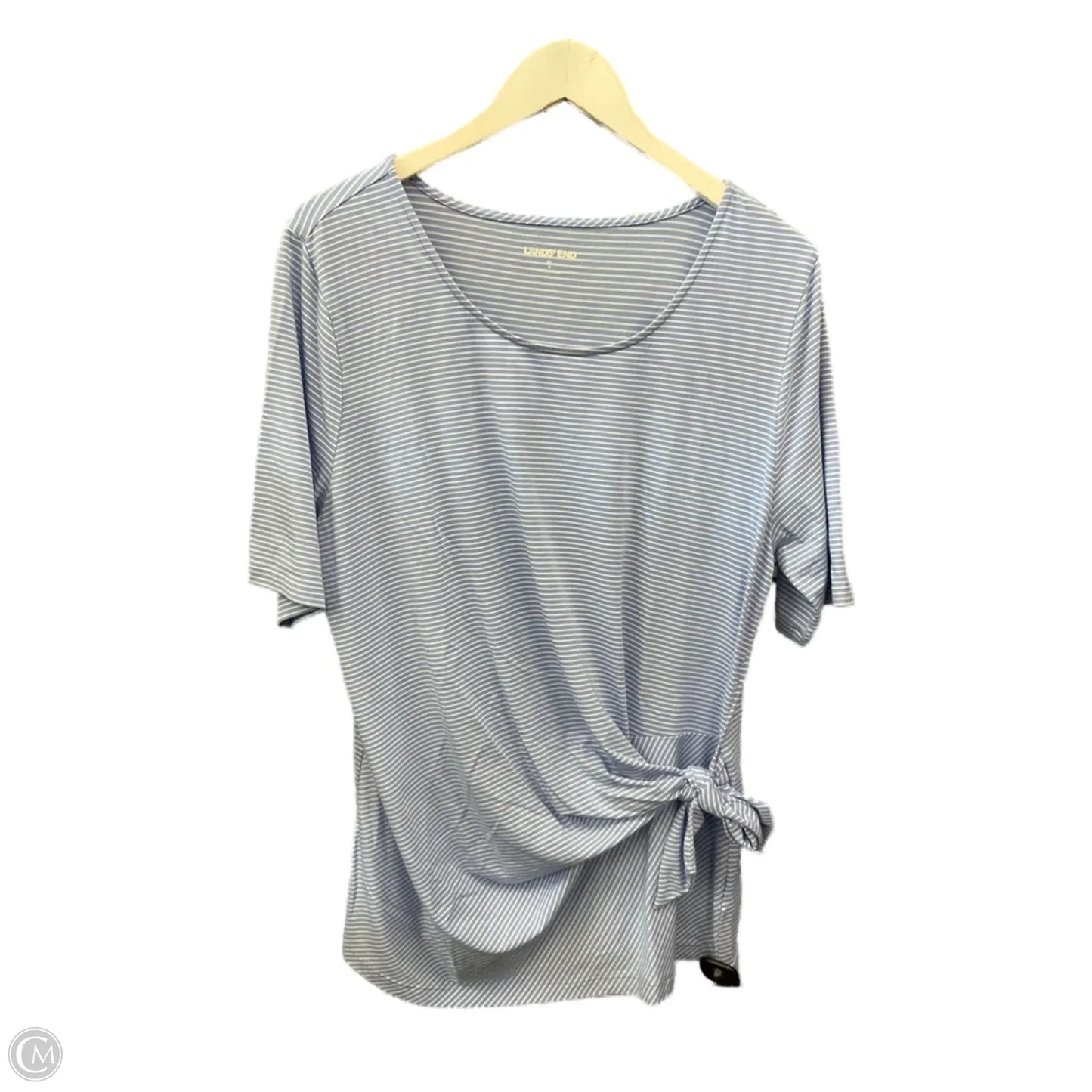 Top Short Sleeve By Lands End In Blue & White, Size: Xl