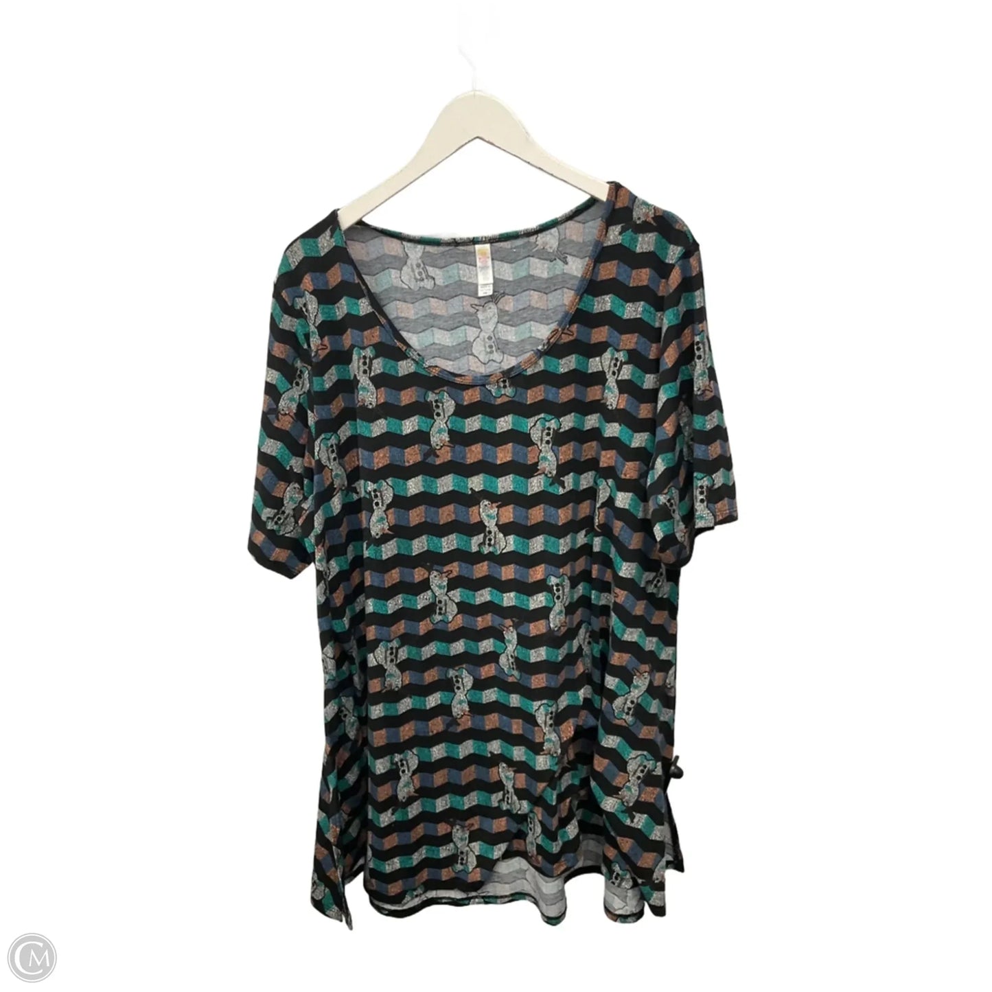 Top Short Sleeve By Lularoe In Black & Green, Size: 3x