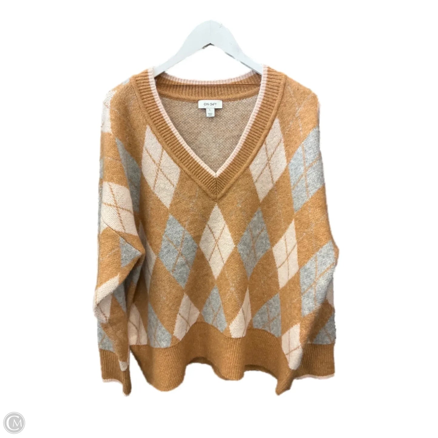 Sweater By Clothes Mentor In Brown & Tan, Size: L