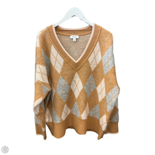 Sweater By Clothes Mentor In Brown & Tan, Size: L