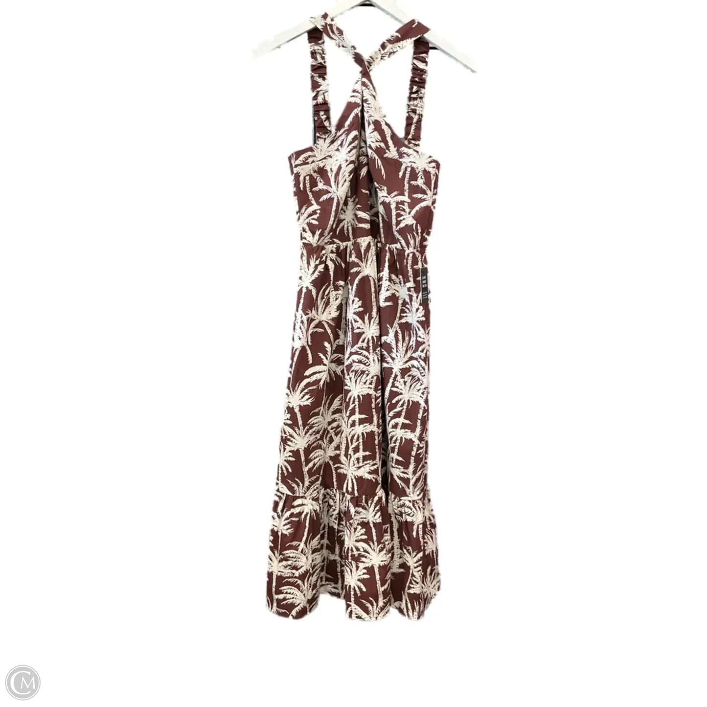 Dress Casual Midi By Express In Brown & Cream, Size: S