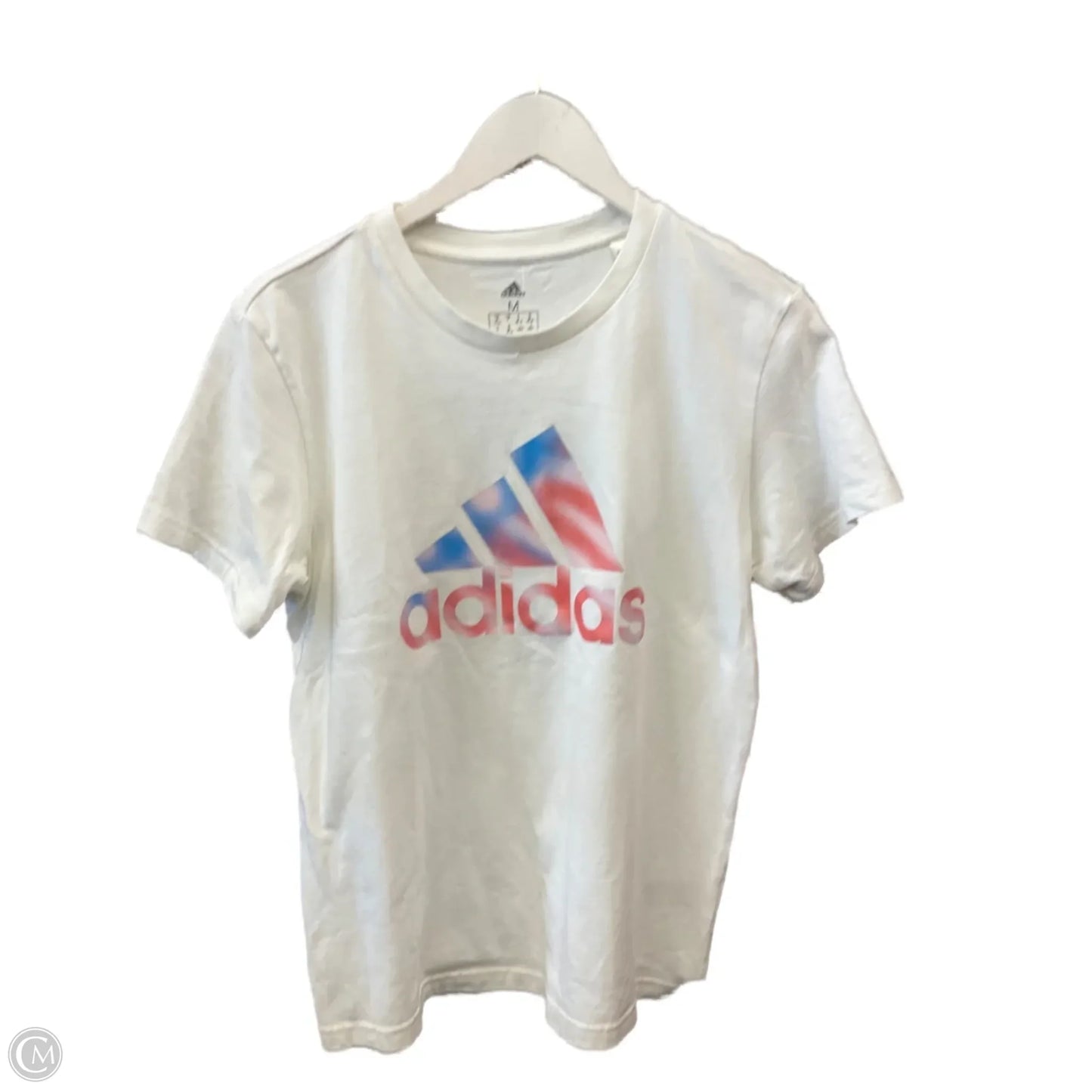 Athletic Top Short Sleeve By Adidas In White, Size: M