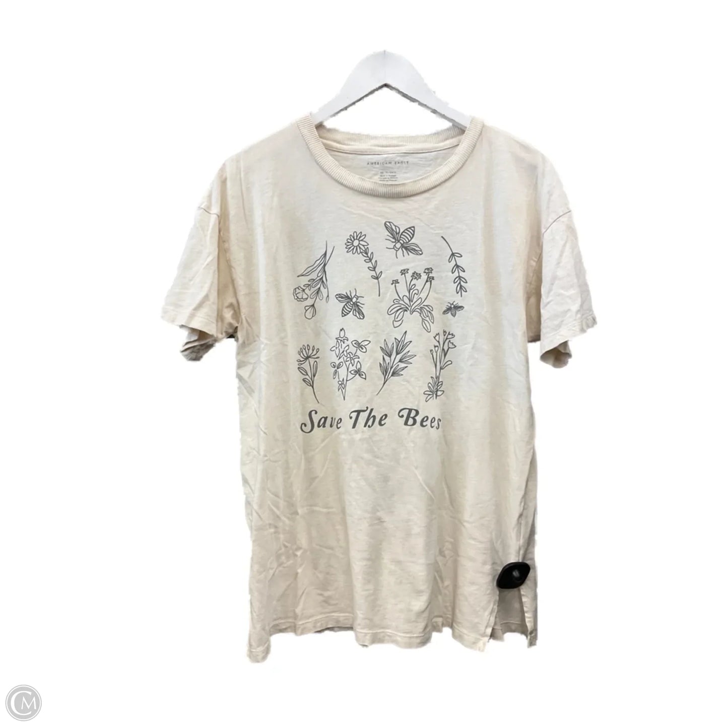 Top Short Sleeve Basic By American Eagle In Cream, Size: Xs