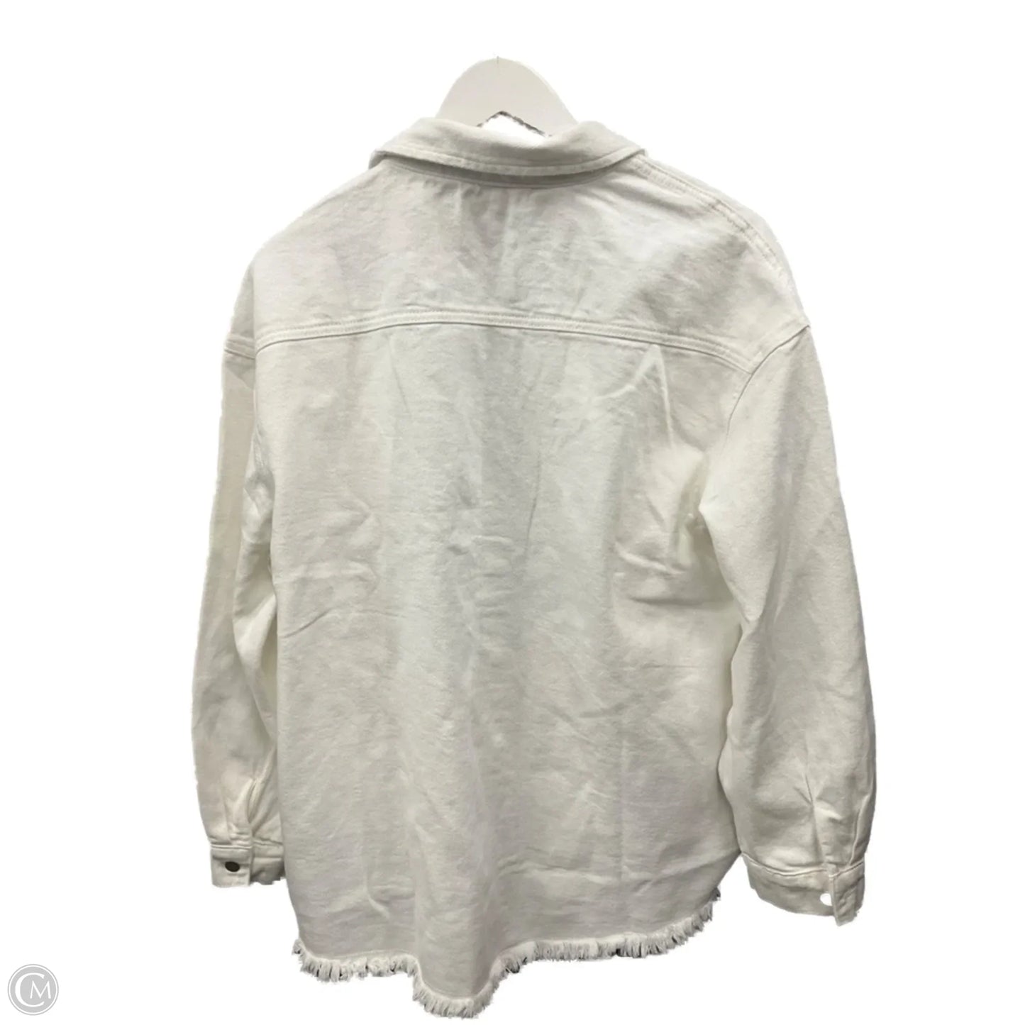 Jacket Denim By Clothes Mentor In White Denim, Size: L