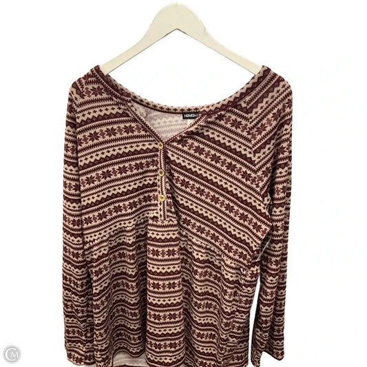 Top Long Sleeve By Heimish Usa In Maroon, Size: 3x