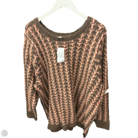 Sweater By Logo In Brown & Pink, Size: 2x