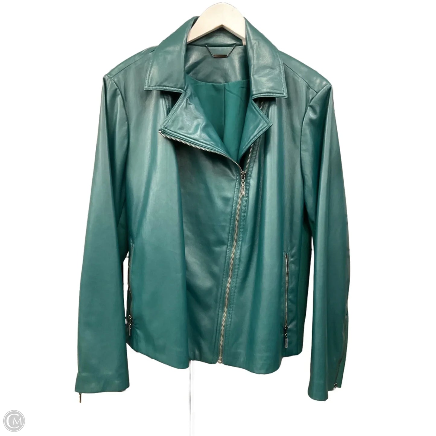 Jacket Moto By Chicos In Green, Size: Xl